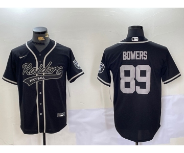 Men's Las Vegas Raiders #89 Brock Bowers Black Cool Base Stitched Baseball Jersey