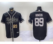 Men's Las Vegas Raiders #89 Brock Bowers Black Cool Base Stitched Baseball Jerseys