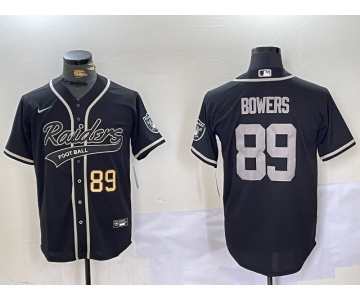 Men's Las Vegas Raiders #89 Brock Bowers Black Cool Base Stitched Baseball Jerseys