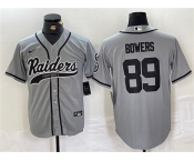 Men's Las Vegas Raiders #89 Brock Bowers Gray Cool Base Baseball Stitched Jersey