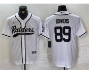 Men's Las Vegas Raiders #89 Brock Bowers White Cool Base Baseball Stitched Jersey