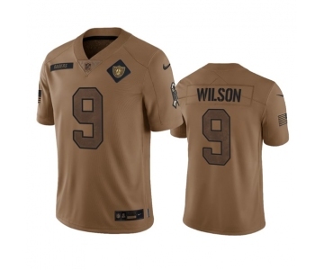 Men's Las Vegas Raiders #9 Tyree Wilson 2023 Brown Salute To Service Limited Football Stitched Jersey