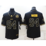 Men's Las Vegas Raiders #94 Carl Nassib Black Golden Edition 60th Patch Stitched Nike Limited Jersey