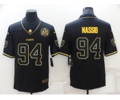 Men's Las Vegas Raiders #94 Carl Nassib Black Golden Edition 60th Patch Stitched Nike Limited Jersey