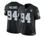 Men's Las Vegas Raiders #94 Christian Wilkins Black 2024 F.U.S.E 65th Anniversary Patch Vapor Stitched Football Jersey