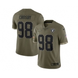 Men's Las Vegas Raiders #98 Maxx Crosby 2022 Olive Salute To Service Limited Stitched Jersey