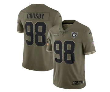 Men's Las Vegas Raiders #98 Maxx Crosby 2022 Olive Salute To Service Limited Stitched Jersey