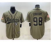 Men's Las Vegas Raiders #98 Maxx Crosby 2022 Olive Salute to Service Cool Base Stitched Baseball Jersey