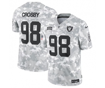 Men's Las Vegas Raiders #98 Maxx Crosby 2024 Arctic Camo Salute To Service Limited Stitched Football Jersey