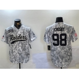 Men's Las Vegas Raiders #98 Maxx Crosby 2024 Arctic Camo Salute To Service Stitched Baseball Jersey