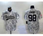 Men's Las Vegas Raiders #98 Maxx Crosby 2024 Arctic Camo Salute To Service Stitched Baseball Jersey