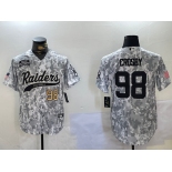 Men's Las Vegas Raiders #98 Maxx Crosby 2024 Arctic Camo Salute To Service Stitched Baseball Jerseys