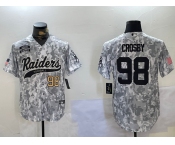 Men's Las Vegas Raiders #98 Maxx Crosby 2024 Arctic Camo Salute To Service Stitched Baseball Jerseys