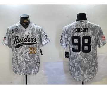 Men's Las Vegas Raiders #98 Maxx Crosby 2024 Arctic Camo Salute To Service Stitched Baseball Jerseys