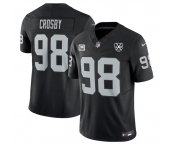 Men's Las Vegas Raiders #98 Maxx Crosby Black 2024 F.U.S.E With 4-Star C Patch And 65th Anniversary Patch Vapor Stitched Football Jersey