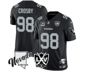 Men's Las Vegas Raiders #98 Maxx Crosby Black 2024 F.U.S.E With Nevada Silver Stat Patch And 65th Anniversary Patch 3-Star C Patch Stitched Football Jersey