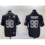 Men's Las Vegas Raiders #98 Maxx Crosby Black 65TH Patch Limited Fashion Vapor Jersey