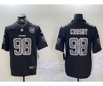 Men's Las Vegas Raiders #98 Maxx Crosby Black 65TH Patch Limited Fashion Vapor Jersey