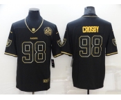 Men's Las Vegas Raiders #98 Maxx Crosby Black Golden Edition 60th Patch Stitched Nike Limited Jersey