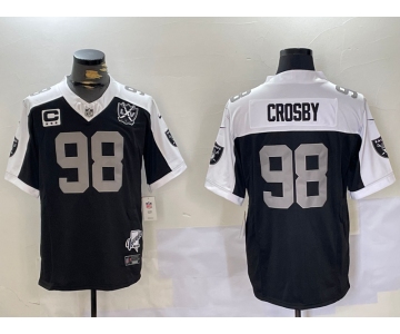 Men's Las Vegas Raiders #98 Maxx Crosby Black Thanksgiving 2024 FUSE Vapor 65th Limited Stitched Jersey