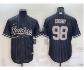 Men's Las Vegas Raiders #98 Maxx Crosby Black With Patch Cool Base Stitched Baseball Jersey