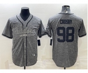 Men's Las Vegas Raiders #98 Maxx Crosby Gray With Patch Cool Base Stitched Baseball Jersey