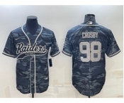 Men's Las Vegas Raiders #98 Maxx Crosby Grey Camo With Patch Cool Base Stitched Baseball Jersey