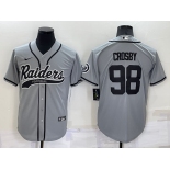 Men's Las Vegas Raiders #98 Maxx Crosby Grey Stitched MLB Cool Base Nike Baseball Jersey