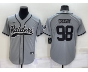 Men's Las Vegas Raiders #98 Maxx Crosby Grey Stitched MLB Cool Base Nike Baseball Jersey