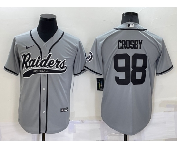 Men's Las Vegas Raiders #98 Maxx Crosby Grey Stitched MLB Cool Base Nike Baseball Jersey