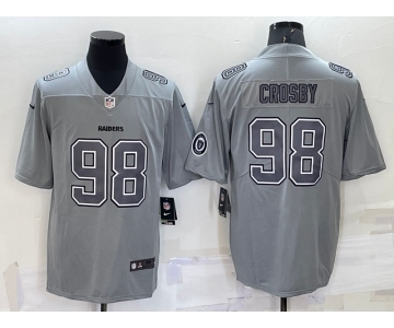 Men's Las Vegas Raiders #98 Maxx Crosby LOGO Grey Atmosphere Fashion 2022 Vapor Untouchable Stitched Limited Jersey