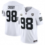 Men's Las Vegas Raiders #98 Maxx Crosby White 2024 F.U.S.E With 4-Star C Patch And 65th Anniversary Patch Vapor Stitched Football Jersey