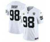 Men's Las Vegas Raiders #98 Maxx Crosby White 2024 F.U.S.E With 4-Star C Patch And 65th Anniversary Patch Vapor Stitched Football Jersey