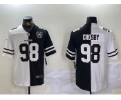 Men's Las Vegas Raiders #98 Maxx Crosby White Black 65th Patch Peaceful Coexisting Vapor Stitched Jersey