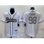 Men's Las Vegas Raiders #98 Maxx Crosby White Grey Stitched MLB Cool Base Nike Baseball Jersey