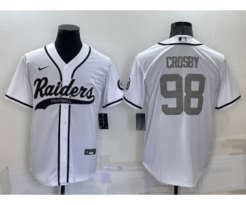 Men's Las Vegas Raiders #98 Maxx Crosby White Grey Stitched MLB Cool Base Nike Baseball Jersey