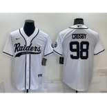 Men's Las Vegas Raiders #98 Maxx Crosby White Stitched MLB Cool Base Nike Baseball Jersey