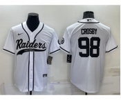 Men's Las Vegas Raiders #98 Maxx Crosby White Stitched MLB Cool Base Nike Baseball Jersey