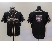 Men's Las Vegas Raiders Black Team Big Logo With Patch Cool Base Stitched Baseball Jersey