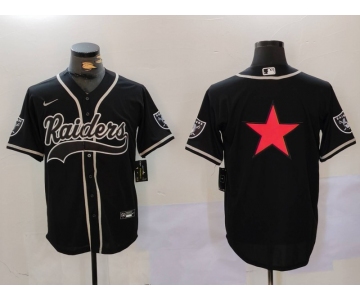 Men's Las Vegas Raiders Black Team Big Logo With Patch Cool Base Stitched Baseball Jerseys