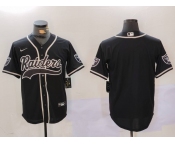 Mens Las Vegas Raiders Black Team Blank Patch Cool Base Stitched Baseball Jersey