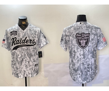 Men's Las Vegas Raiders Blank 2024 Arctic Camo Salute to Service Stitched Baseball Jerseys