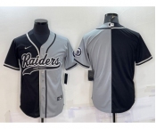 Men's Las Vegas Raiders Blank Black Grey Split With Patch Cool Base Stitched Baseball Jersey