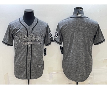 Men's Las Vegas Raiders Blank Grey With Patch Cool Base Stitched Baseball Jersey