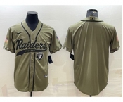 Men's Las Vegas Raiders Blank Olive Salute to Service Cool Base Stitched Baseball Jersey