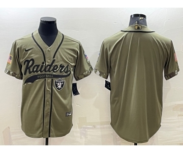 Men's Las Vegas Raiders Blank Olive Salute to Service Cool Base Stitched Baseball Jersey