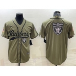 Men's Las Vegas Raiders Olive Salute to Service Team Big Logo Cool Base Stitched Baseball Jersey