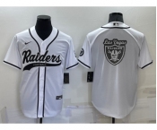 Men's Las Vegas Raiders White Team Big Logo With Patch Cool Base Stitched Baseball Jersey