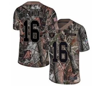 Men's Nike Oakland Raiders #16 George Blanda Limited Camo Rush Realtree NFL Jersey