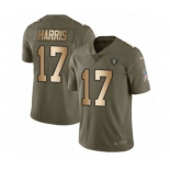 Men's Nike Oakland Raiders #17 Dwayne Harris Limited Olive Gold 2017 Salute to Service NFL Jersey